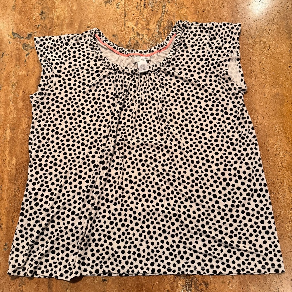 Ellen Tracy Company Soft White Black Polka Dot Pajama Top Womens XXL